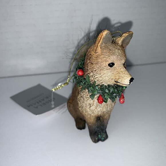 Fox Christmas Holiday Wreath Ornament Small Furry Tail Textured Tree Decoration - Picture 2 of 6